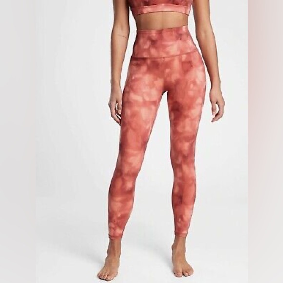 Athleta Pants - Athleta Elation Printed 7/8 Tight legging Serene Island Coral orange SIZE medium